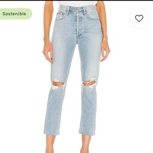 NWT AGOLDE | RILEY high rise straight crop jeans in colour clear skies